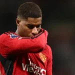 Marcus Rashford tampak kecewa saat pertandingan Manchester United
