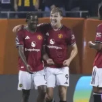 Pemain Manchester United merayakan kemenangan dalam laga uji coba MU vs Bournemouth di Premier League Summer Series 2025